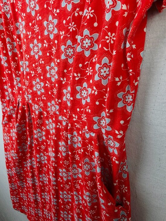 Boden Phoebe Dress Floral Cotton Jersey Sheath Short Sleeve Pockets Boho  size 8R